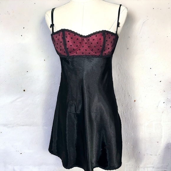La senza goth coquette fairy polka  dot bustier slip dress S - Picture 1 of 5